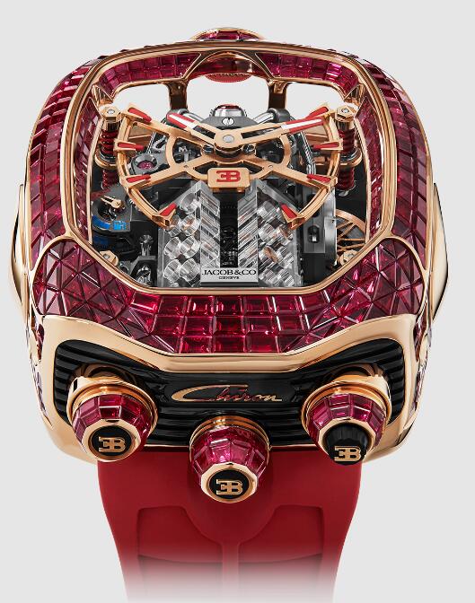 Review Jacob & Co BUGATTI CHIRON TOURBILLON BAGUETTE RUBY BU800.40.BR.UA.ABRUA Replica watch